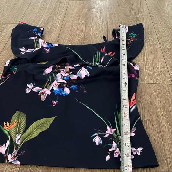 Ted Baker Navy Floral Off-Shoulder Blouse, size 3 like US size 6-8 - Picture 7 of 7